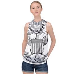 Black & White Great Seal Of The United States - Obverse, 1782 High Neck Satin Top by abbeyz71