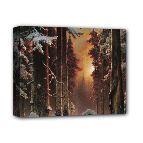 Sunset In The Frozen Winter Forest Deluxe Canvas 14  X 11  (stretched)