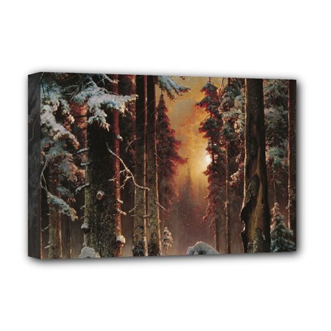 Sunset In The Frozen Winter Forest Deluxe Canvas 18  X 12  (stretched)