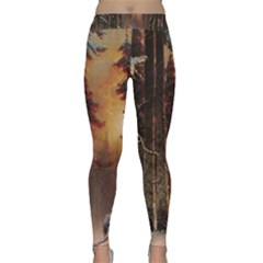 Sunset In The Frozen Winter Forest Classic Yoga Leggings by Sudhe