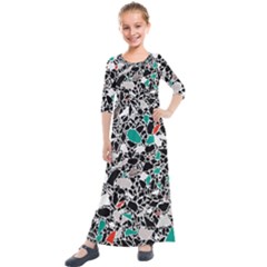 Illustration Abstract Pattern Kids  Quarter Sleeve Maxi Dress by Sudhe