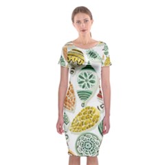 Surface Pattern  Vintage Christmas Ornaments Classic Short Sleeve Midi Dress