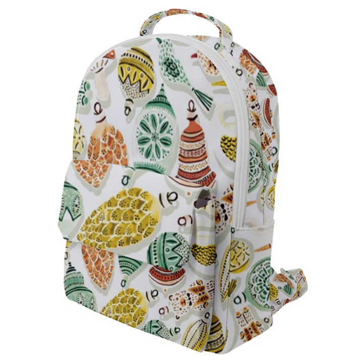 Surface Pattern  Vintage Christmas Ornaments Flap Pocket Backpack (Small)