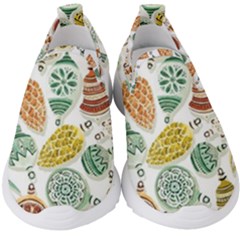 Surface Pattern  Vintage Christmas Ornaments Kids  Slip On Sneakers by Sudhe