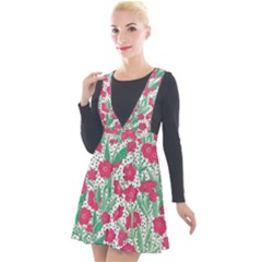 Flora Floral Flower Flowers Pattern Plunge Pinafore Velour Dress