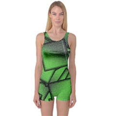 Binary Digitization Null Green One Piece Boyleg Swimsuit