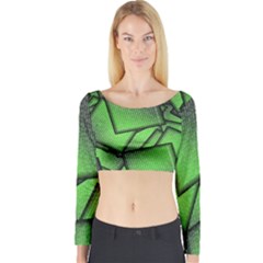 Binary Digitization Null Green Long Sleeve Crop Top