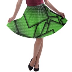 Binary Digitization Null Green A-line Skater Skirt