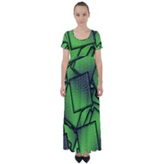 Binary Digitization Null Green High Waist Short Sleeve Maxi Dress