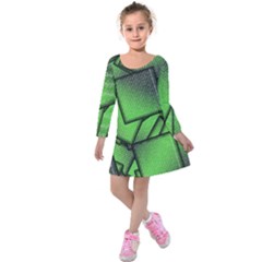 Binary Digitization Null Green Kids  Long Sleeve Velvet Dress by HermanTelo