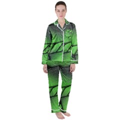 Binary Digitization Null Green Satin Long Sleeve Pyjamas Set by HermanTelo