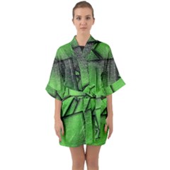 Binary Digitization Null Green Half Sleeve Satin Kimono  by HermanTelo