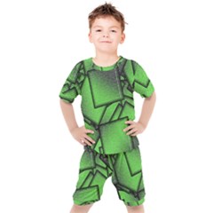 Binary Digitization Null Green Kids  Tee And Shorts Set by HermanTelo