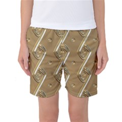 Gold Background 3d Women s Basketball Shorts by Mariart