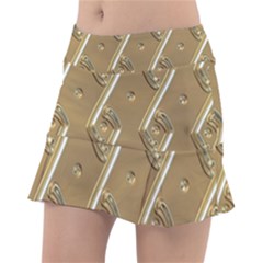 Gold Background 3d Tennis Skirt by Mariart
