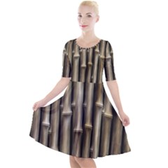 Bamboo Grass Quarter Sleeve A-Line Dress