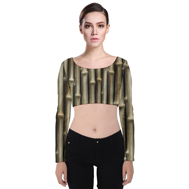 Bamboo Grass Velvet Long Sleeve Crop Top