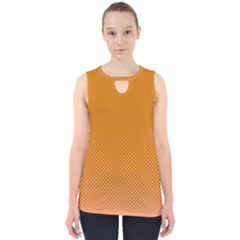 Orange Dotted Grid Cut Out Tank Top
