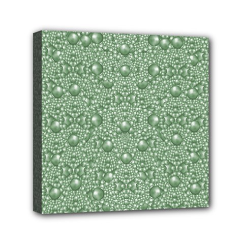 Baroque Green Pearls Ornate Bohemian Mini Canvas 6  X 6  (stretched) by pepitasart