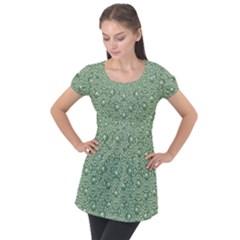 Baroque Green Pearls Ornate Bohemian Puff Sleeve Tunic Top by pepitasart