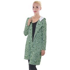 Baroque Green Pearls Ornate Bohemian Hooded Pocket Cardigan by pepitasart