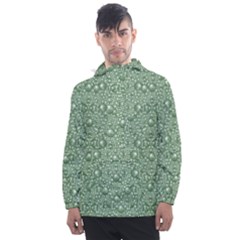 Baroque Green Pearls Ornate Bohemian Men s Front Pocket Pullover Windbreaker by pepitasart