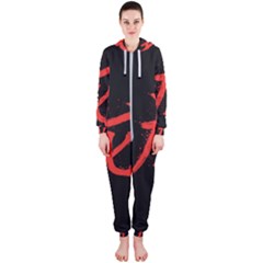 Red Dragon hieroglyph Hooded Jumpsuit (Ladies) 