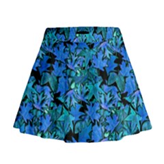 Fall Leaves Blue Mini Flare Skirt by bloomingvinedesign