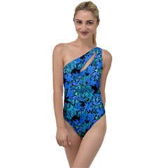 Fall Leaves Blue To One Side Swimsuit by bloomingvinedesign