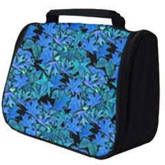 Fall Leaves Blue Full Print Travel Pouch (big) by bloomingvinedesign