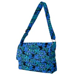 Fall Leaves Blue Full Print Messenger Bag by bloomingvinedesign