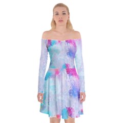 Rainbow paint Off Shoulder Skater Dress