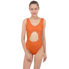 Orange Maze Center Cut Out Swimsuit by retrotoomoderndesigns