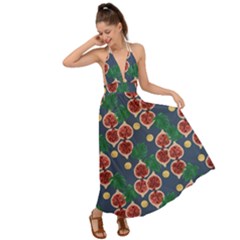 Figs And Monstera  Backless Maxi Beach Dress