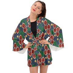 Figs And Monstera  Long Sleeve Kimono by VeataAtticus