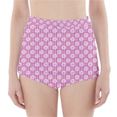 Pretty Pink Flowers High-waisted Bikini Bottoms