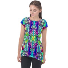 Colorful 60 Cap Sleeve High Low Top by ArtworkByPatrick