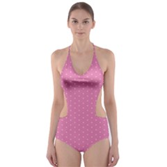 Polka Dotted Pinks Cut-out One Piece Swimsuit by retrotoomoderndesigns