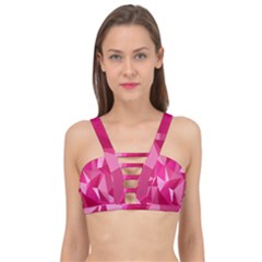 Abstract Pink Triangles Cage Up Bikini Top