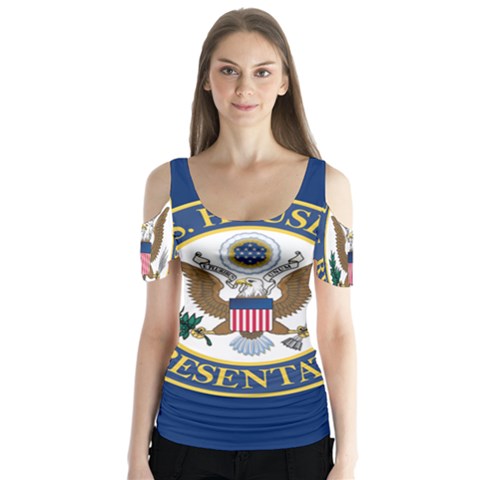 Flag Of United States House Of Representatives Butterfly Sleeve Cutout Tee  by abbeyz71