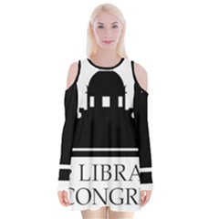 Logo Of Library Of Congress Velvet Long Sleeve Shoulder Cutout Dress by abbeyz71