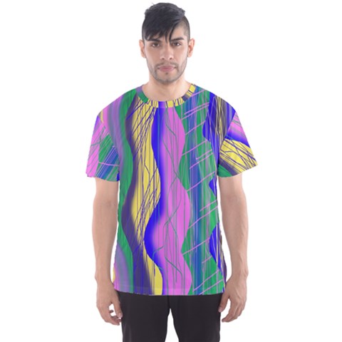 Wavy Scribble Abstract Men s Sports Mesh Tee by bloomingvinedesign
