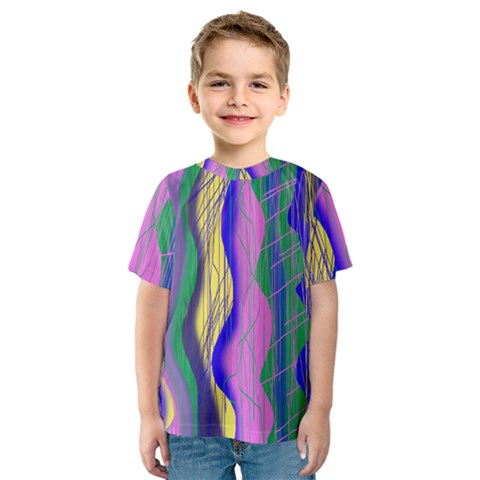 Wavy Scribble Abstract Kids  Sport Mesh Tee by bloomingvinedesign
