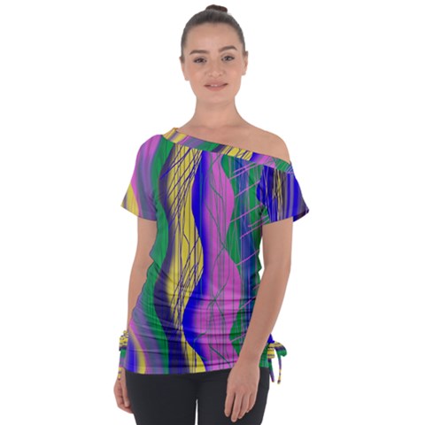 Wavy Scribble Abstract Tie-up Tee by bloomingvinedesign