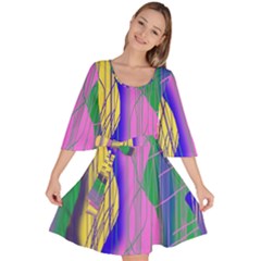 Wavy Scribble Abstract Velour Kimono Dress by bloomingvinedesign