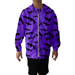 Bats Pattern Kids  Hooded Windbreaker by bloomingvinedesign