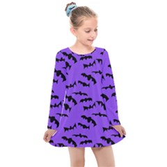 Bats Pattern Kids  Long Sleeve Dress