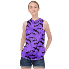 Bats Pattern High Neck Satin Top by bloomingvinedesign