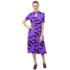 Bats Pattern Keyhole Neckline Chiffon Dress by bloomingvinedesign