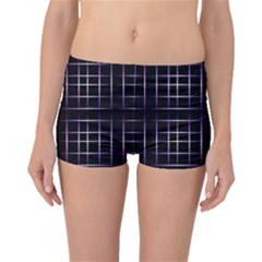 Neon Purple Black Grid Boyleg Bikini Bottoms by retrotoomoderndesigns